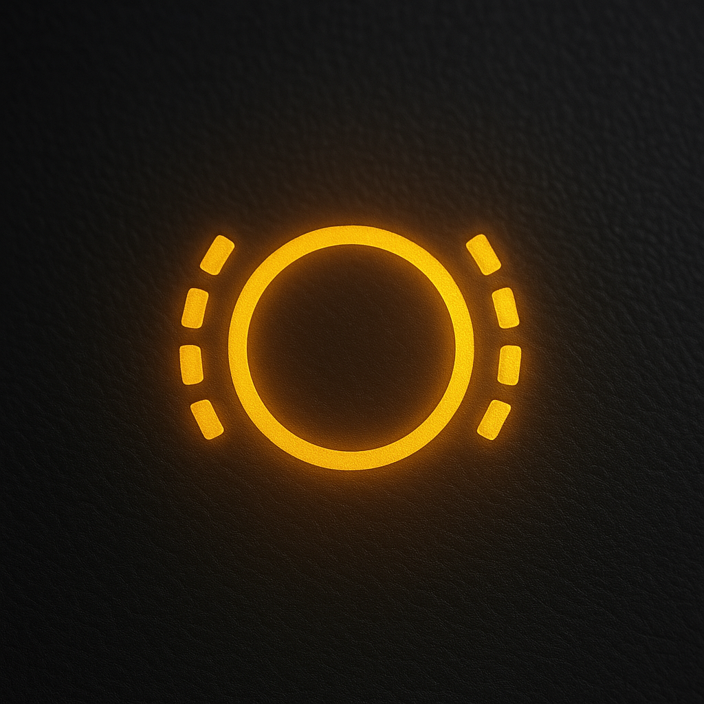 Amber brake pad wear warning symbol