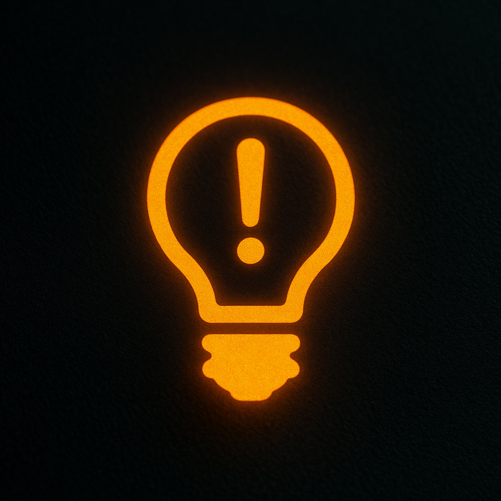 Amber bulb failure warning symbol