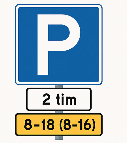 General parking sign overview in Sweden